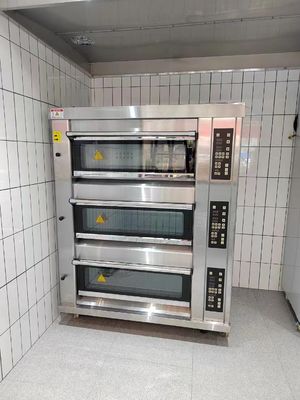 Modularer Bäckerei-Plattform-Ofen 40X60cm 3 Tray Gas Oven With Steam-Stein der Plattform-9 für Pizza-Backen